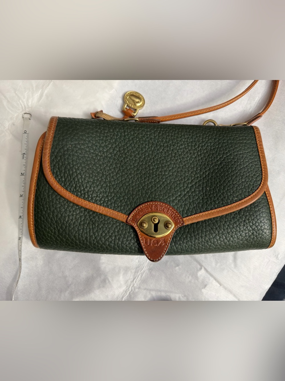 Dooney & Bourke Vintage All Weather Leather Green Crossbody/Clutch Bag - Picture 9 of 10
